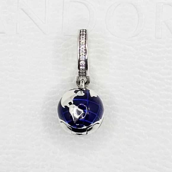 🌍 Authentic Pandora PLANET DANGLE CHARM - Picture 1 of 9